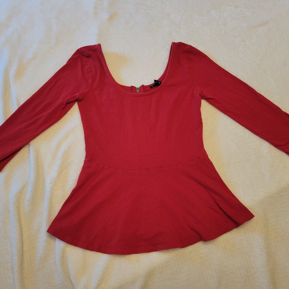 Express Womens Zipper Back Shirt, Size S, Red